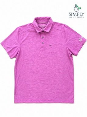 Tommy Bahama IslandZone Polo Shirt Mens M Pink Golf Performance Riverbend Logo